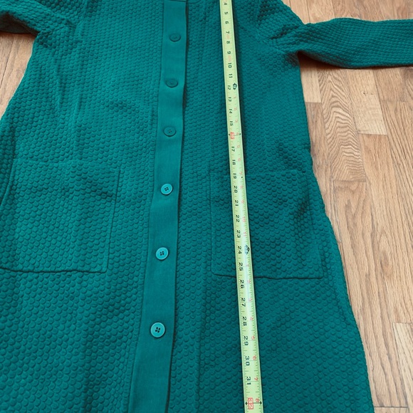 COS Size S Long Cardigan Green 3/4 Sleeves, Cotton Blend Machine Wash Excellent - Picture 7 of 10